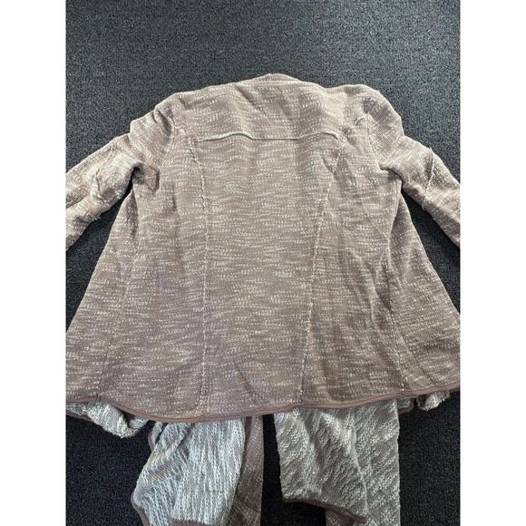 Free People Mauve Marled Knit Draped Open Front Cardigan Zipper Cuffs Small S/P - Picture 9 of 10